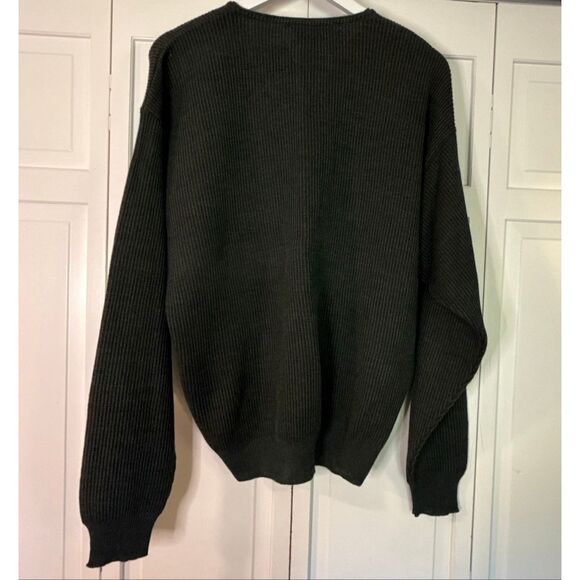 Bacharach NWT made in Italy merino wool green vneck sweater  L - Picture 3 of 9